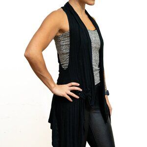 Black Open Front Sleeveless Shawl